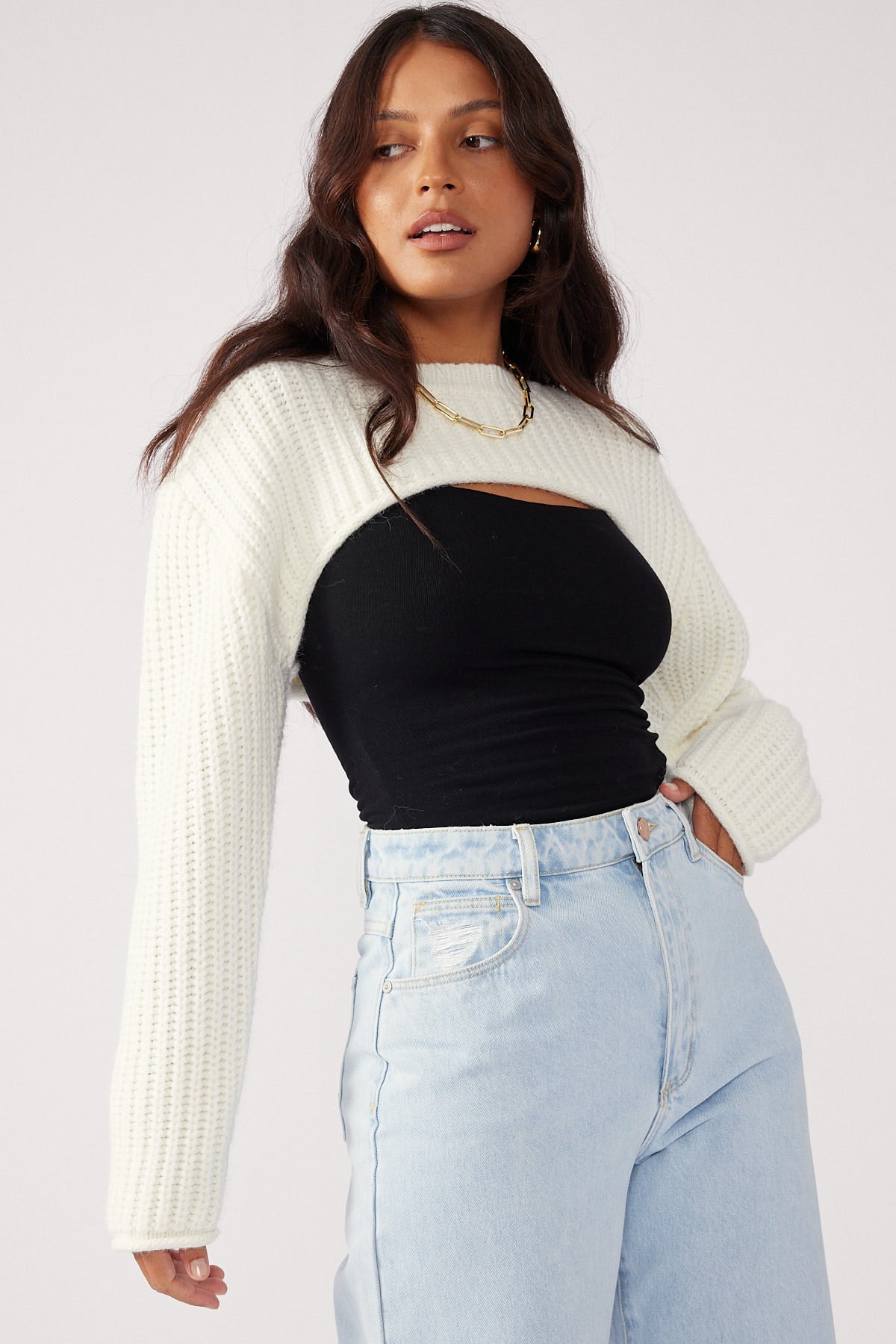 Perfect Stranger All Night Knit Bolero White