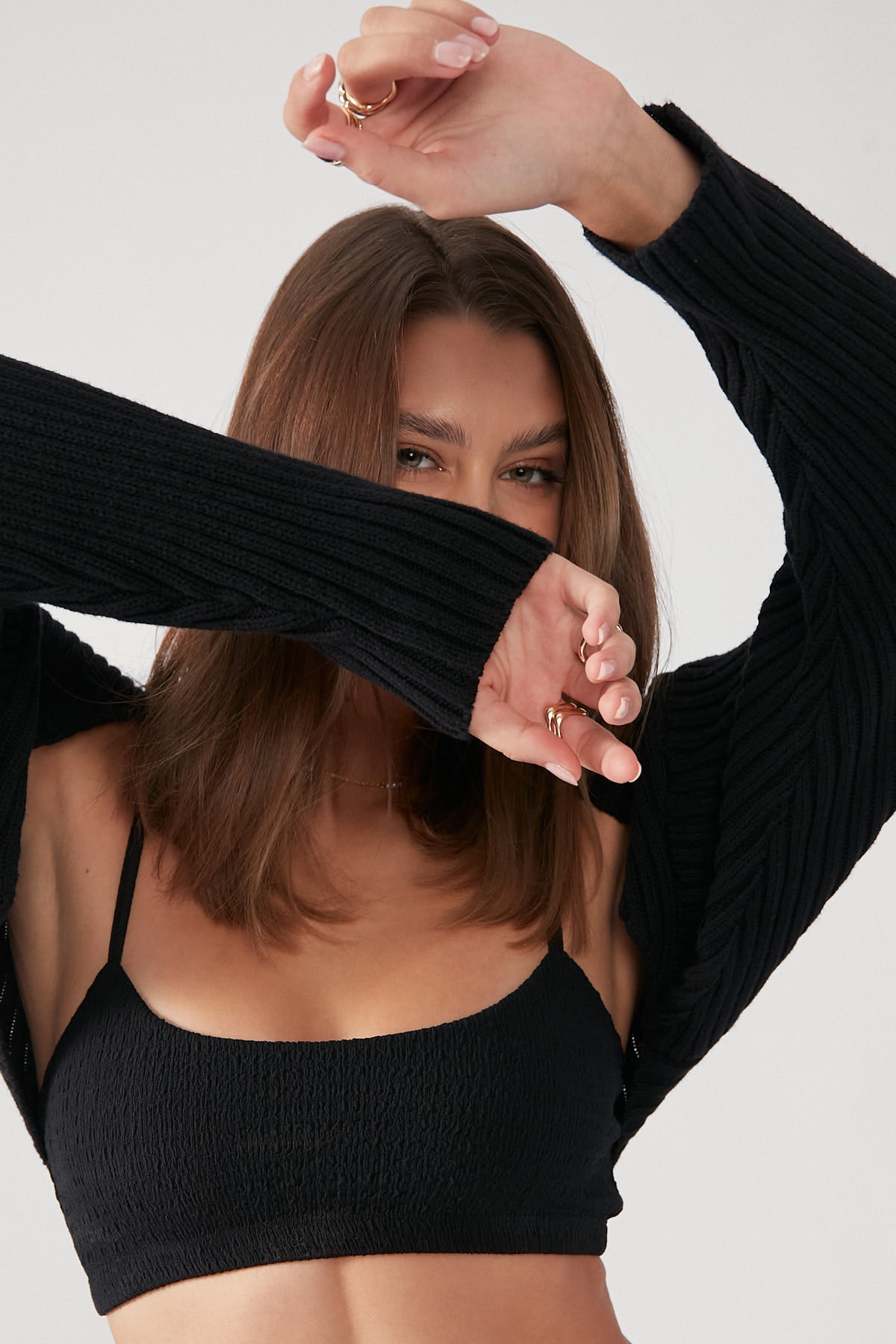Perfect Stranger Slouch Knit Bolero Black