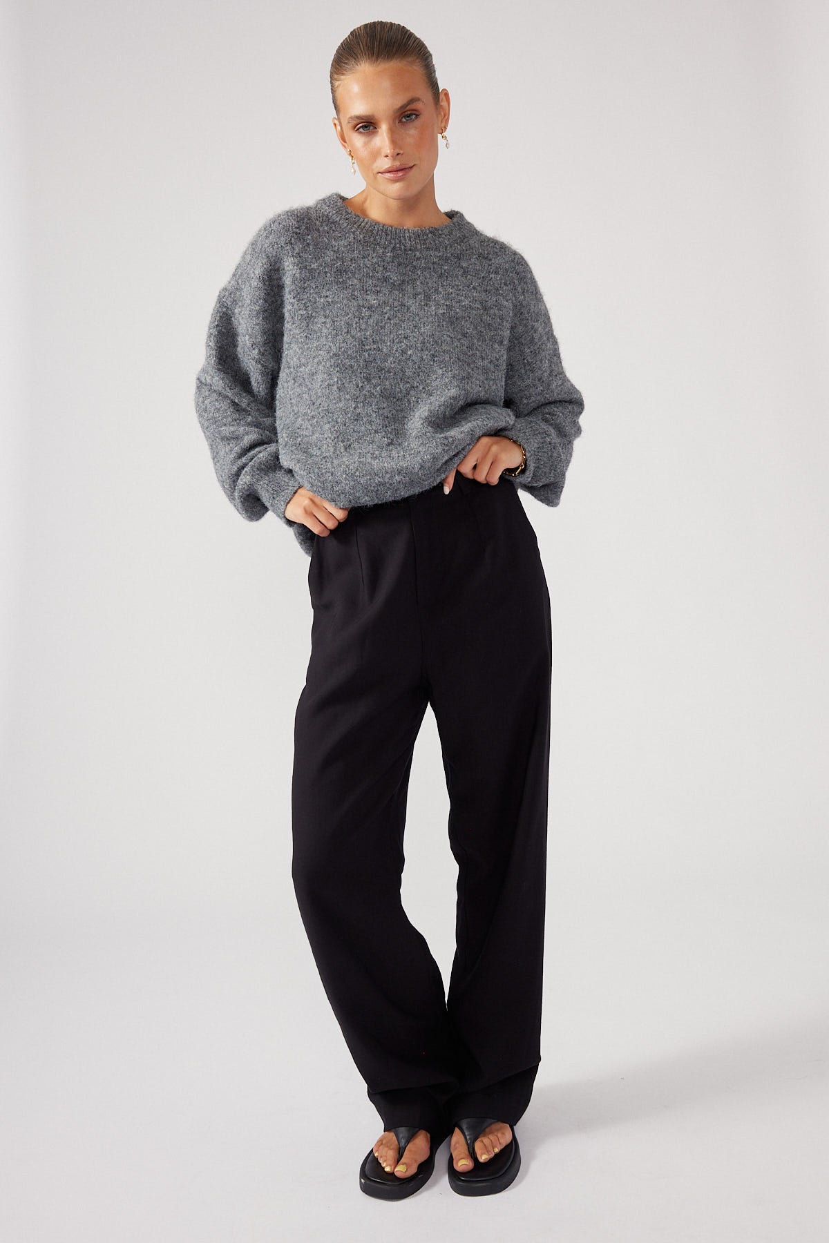 Perfect Stranger Oversized Boxy Knit Jumper Charcoal