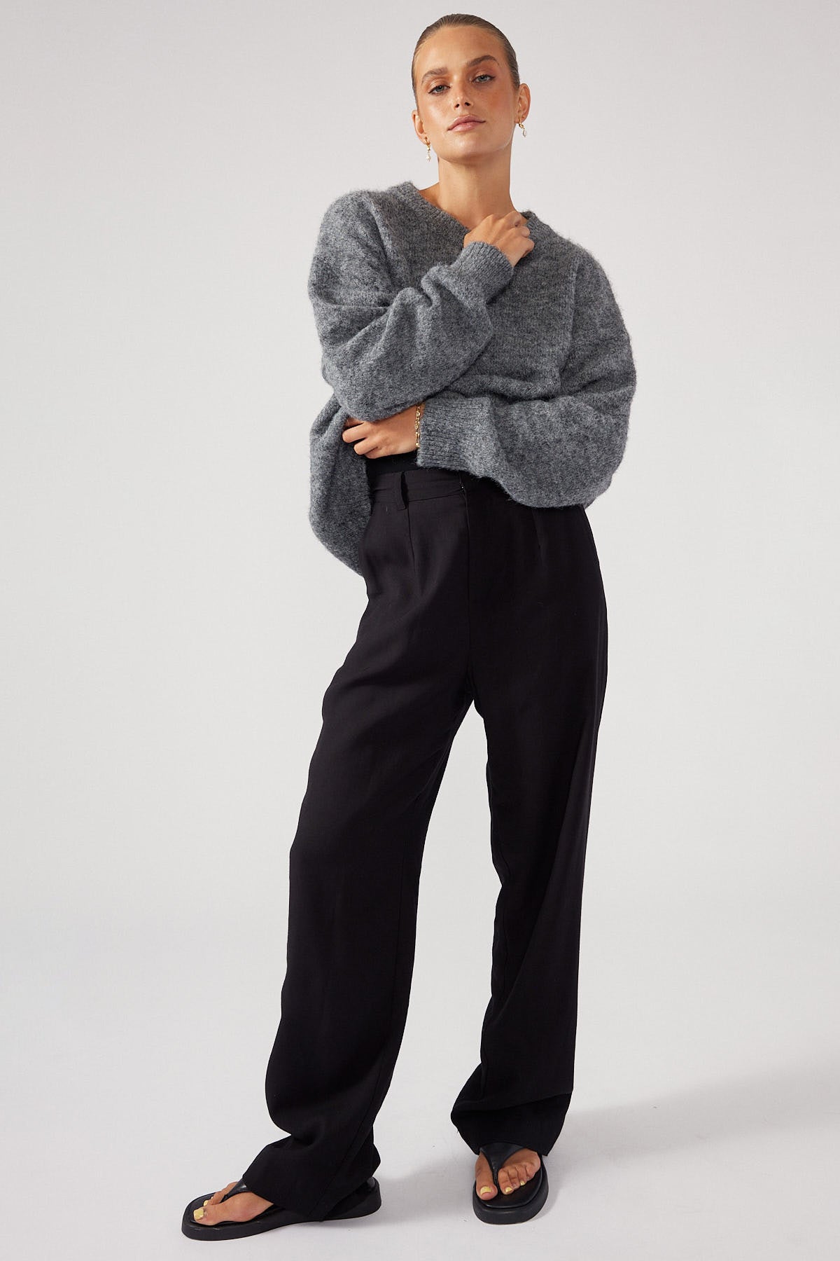Perfect Stranger Oversized Boxy Knit Jumper Charcoal