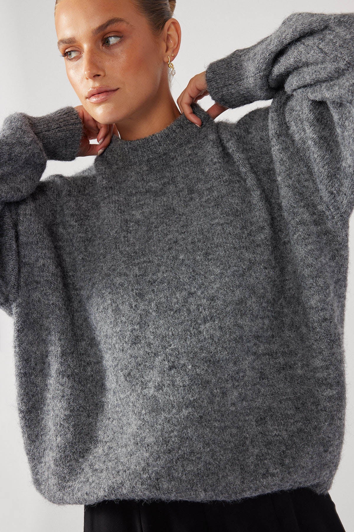 Perfect Stranger Oversized Boxy Knit Jumper Charcoal