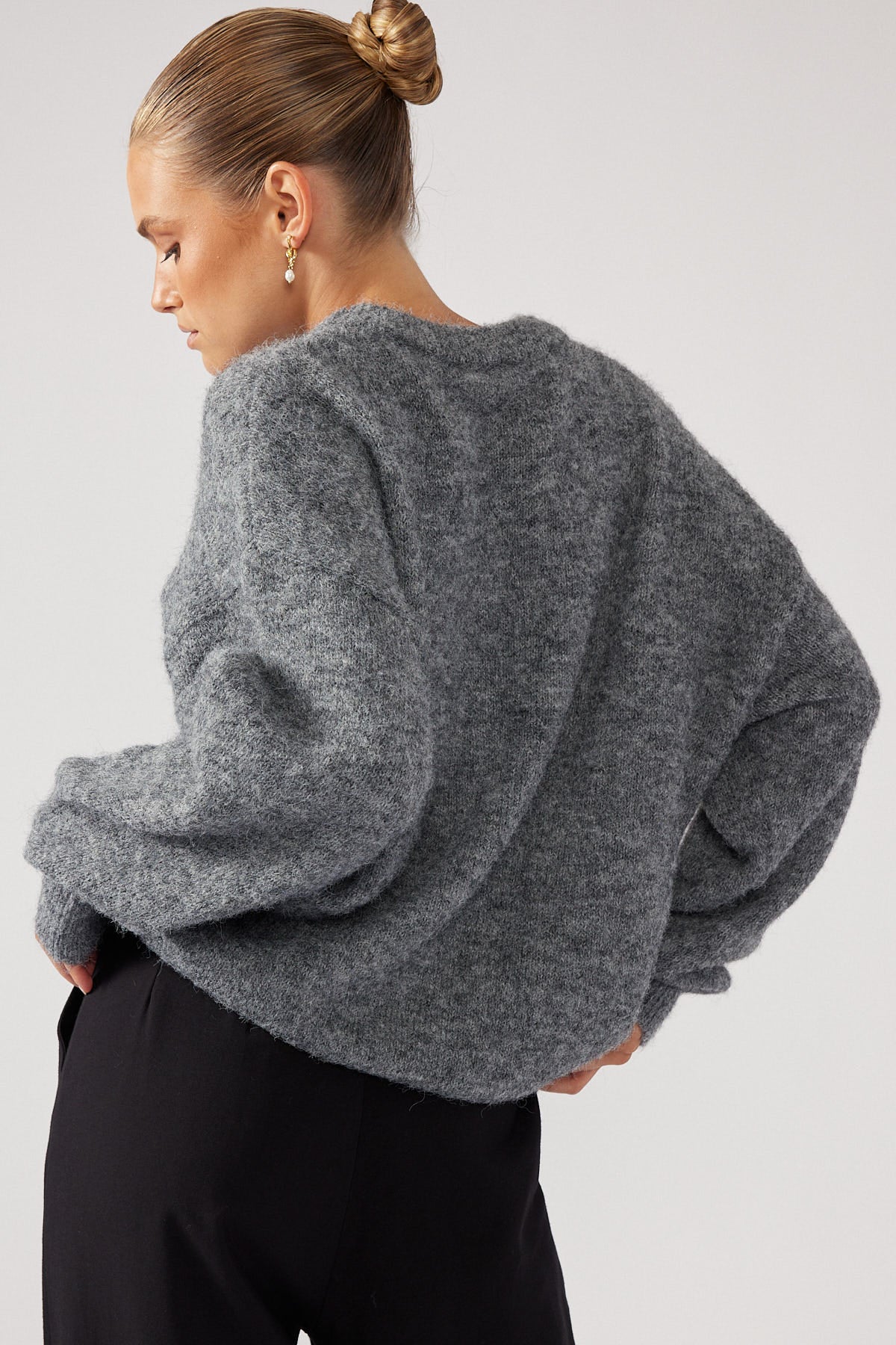 Perfect Stranger Oversized Boxy Knit Jumper Charcoal