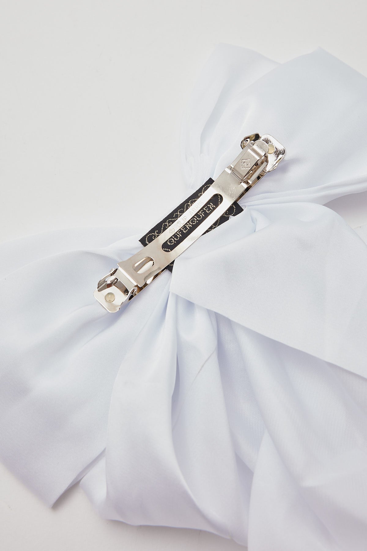 Token Large Draped Satin Bow Hair Clip White