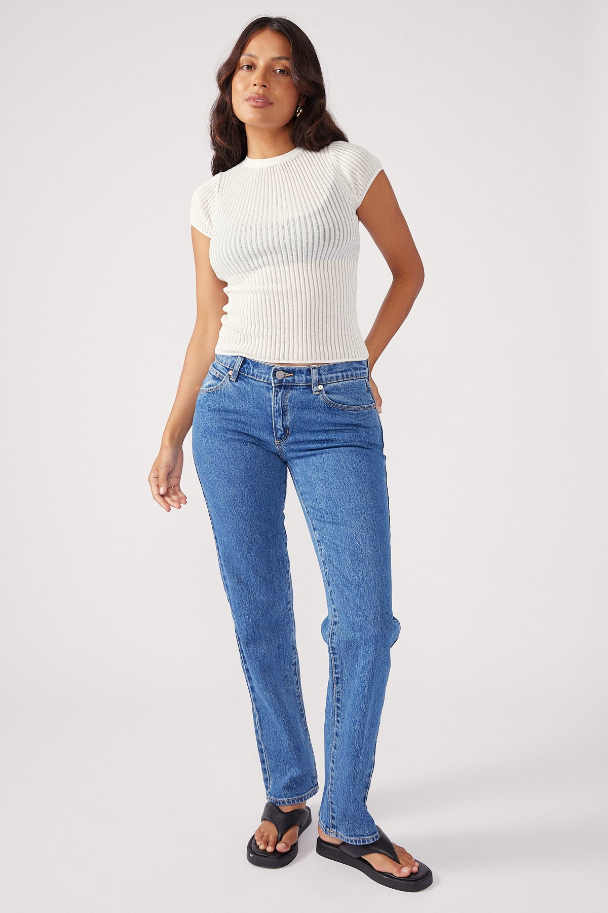 Perfect Stranger Ladder Knit Tee White