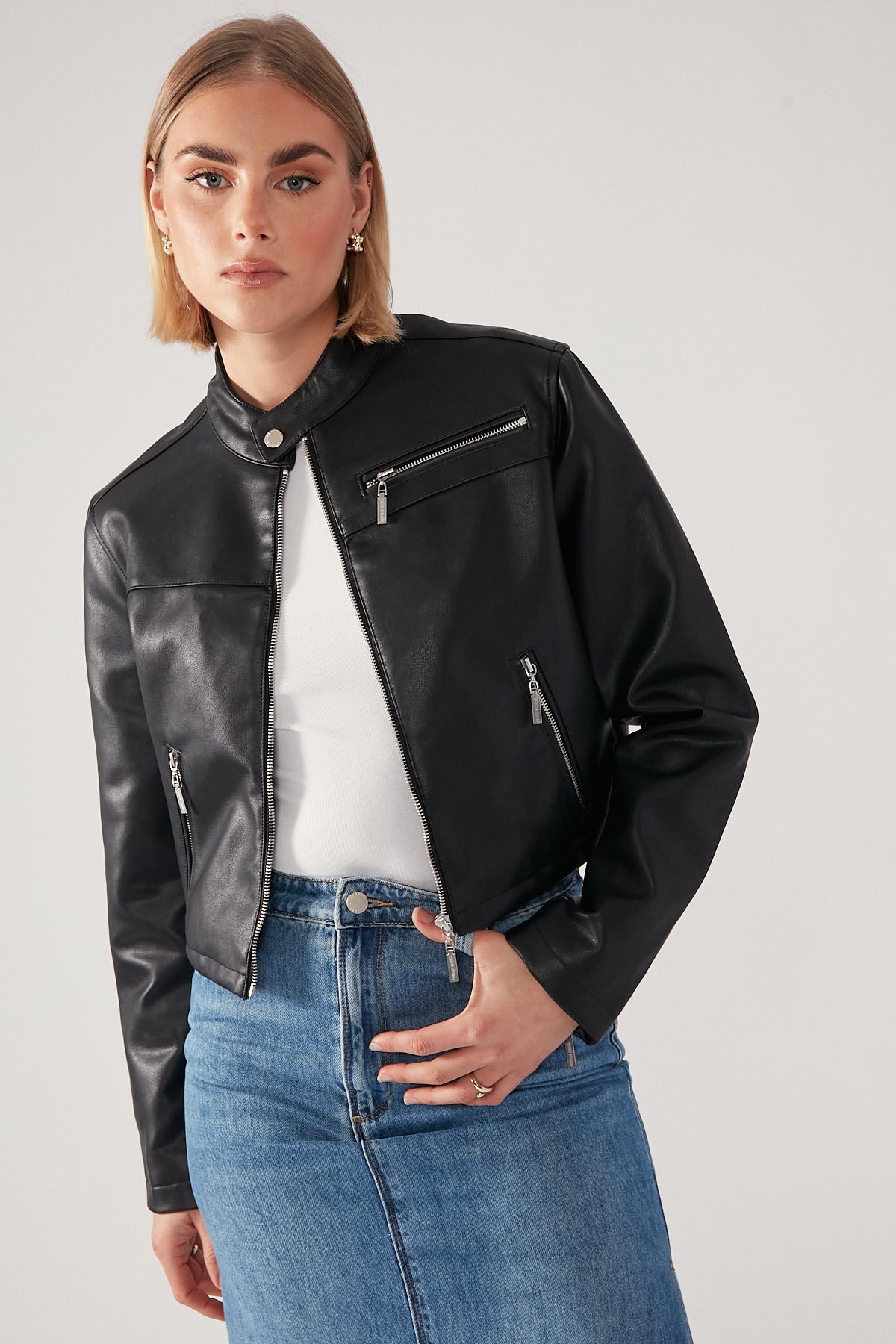 Perfect Stranger Slim Fit Moto Biker Jacket Black