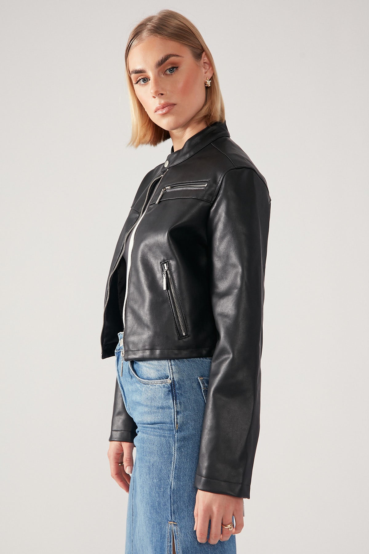 Perfect Stranger Slim Fit Moto Biker Jacket Black