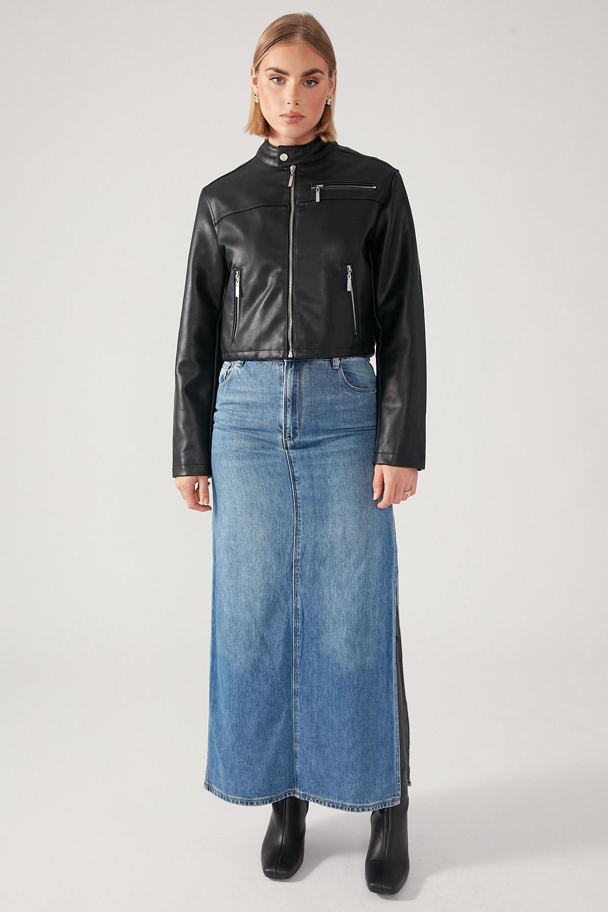 Perfect Stranger Slim Fit Moto Biker Jacket Black