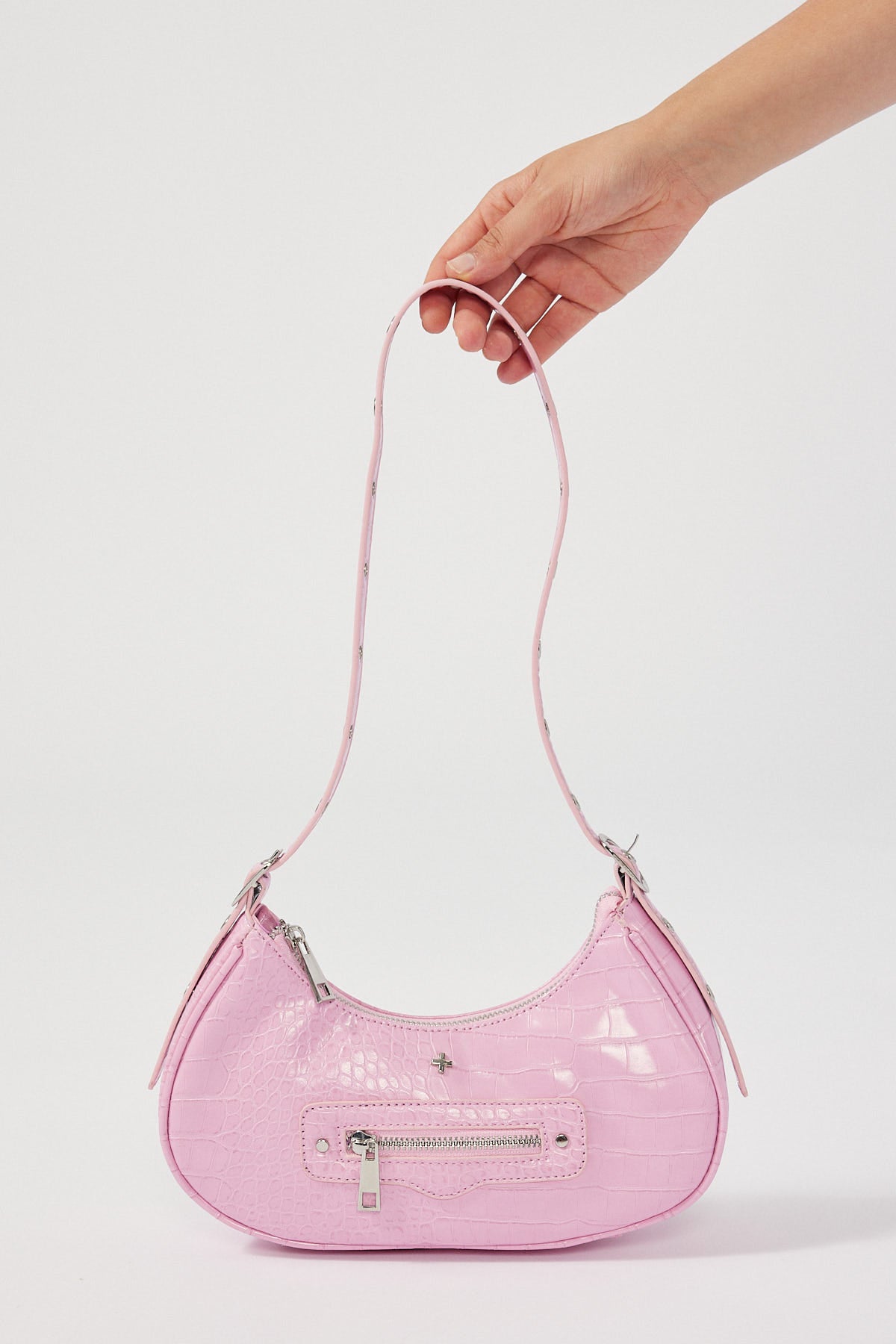 Peta + Jain Moto Pink Croc / Silver