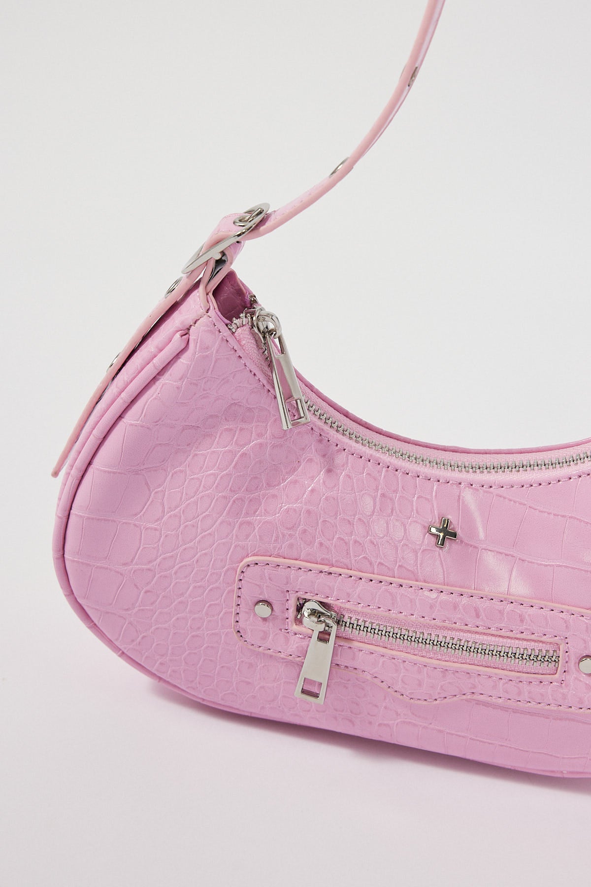 Peta + Jain Moto Pink Croc / Silver