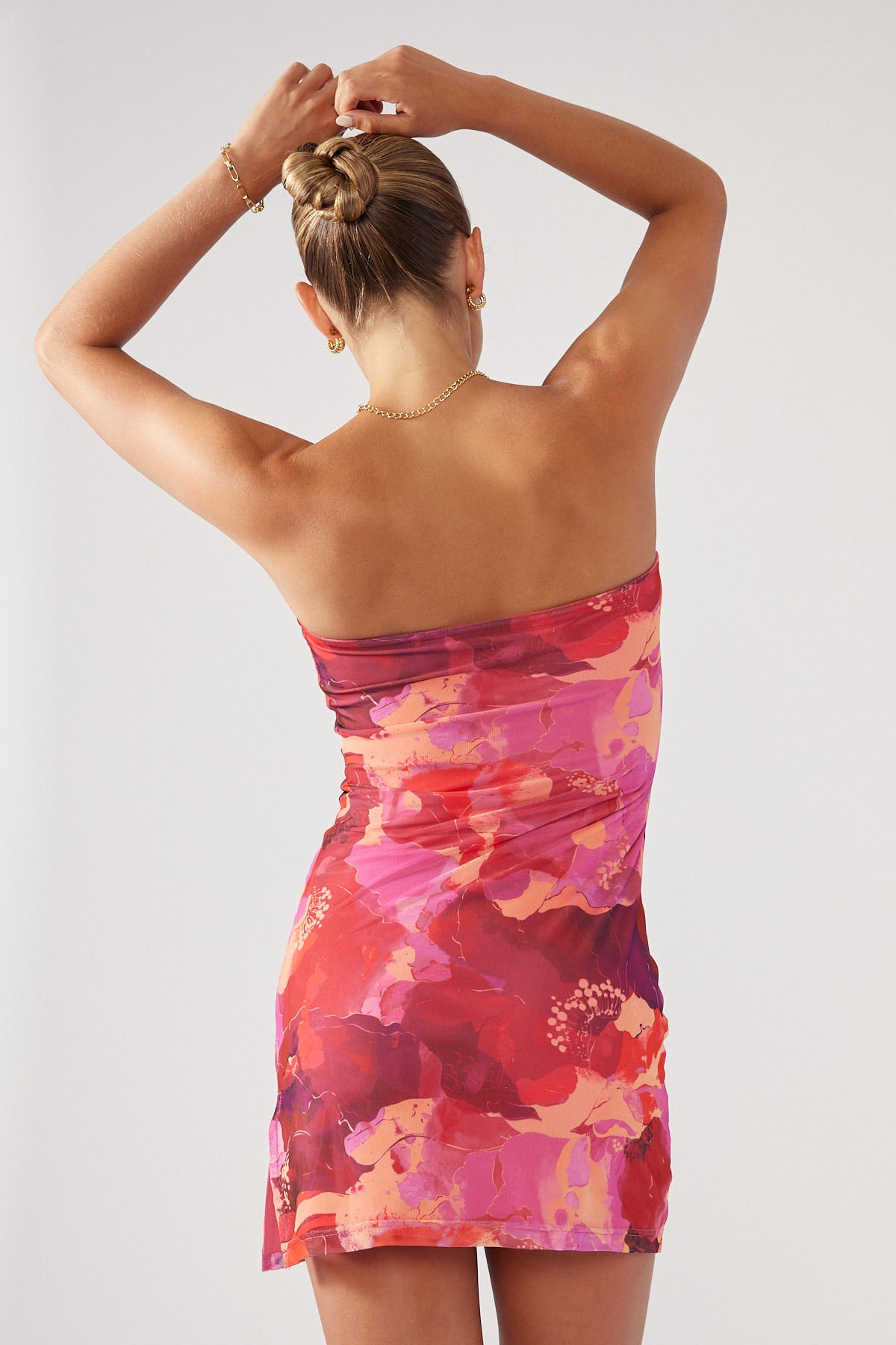 Perfect Stranger Romantic Times Recycled Mesh Mini Dress Red Print