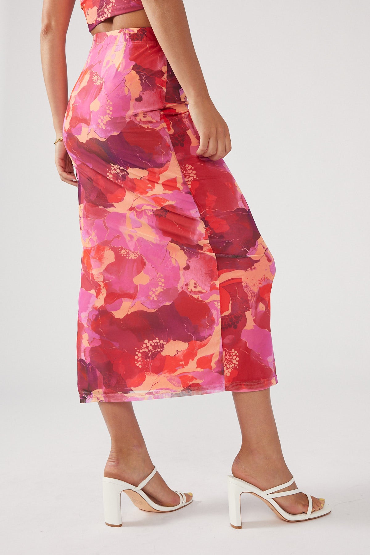 Perfect Stranger Romantic Times Recycled Midi Skirt Red Print
