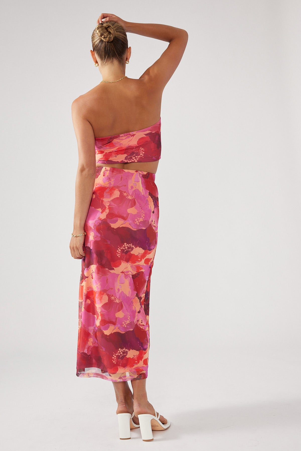 Perfect Stranger Romantic Times Recycled Midi Skirt Red Print