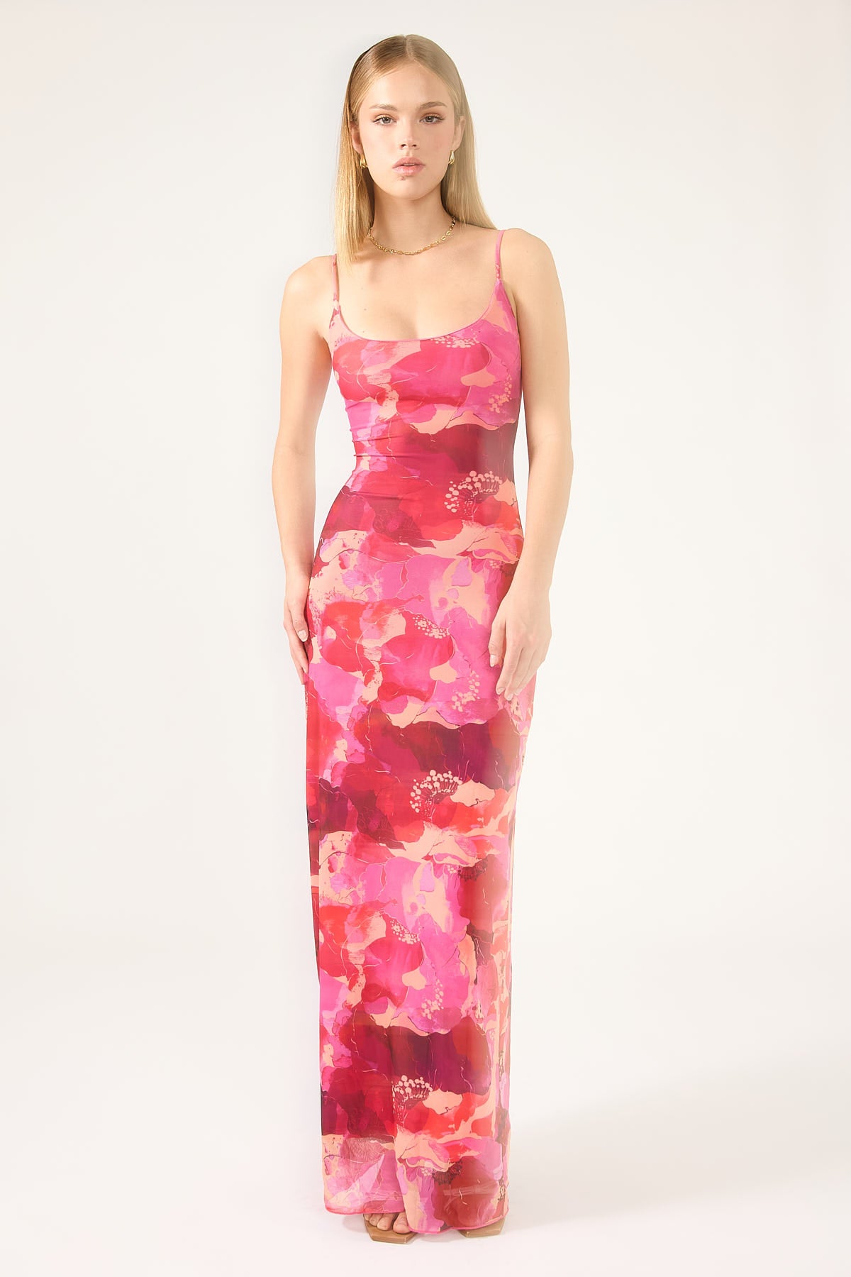 Perfect Stranger Romantic Times Recycled Mesh Midi Dress Red Print