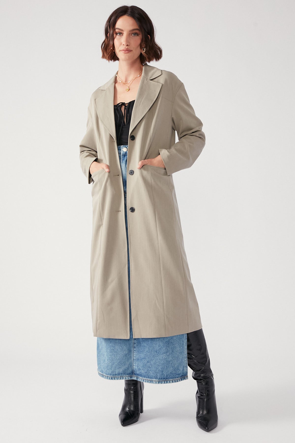 Perfect Stranger Priscilla Trench Coat Sage