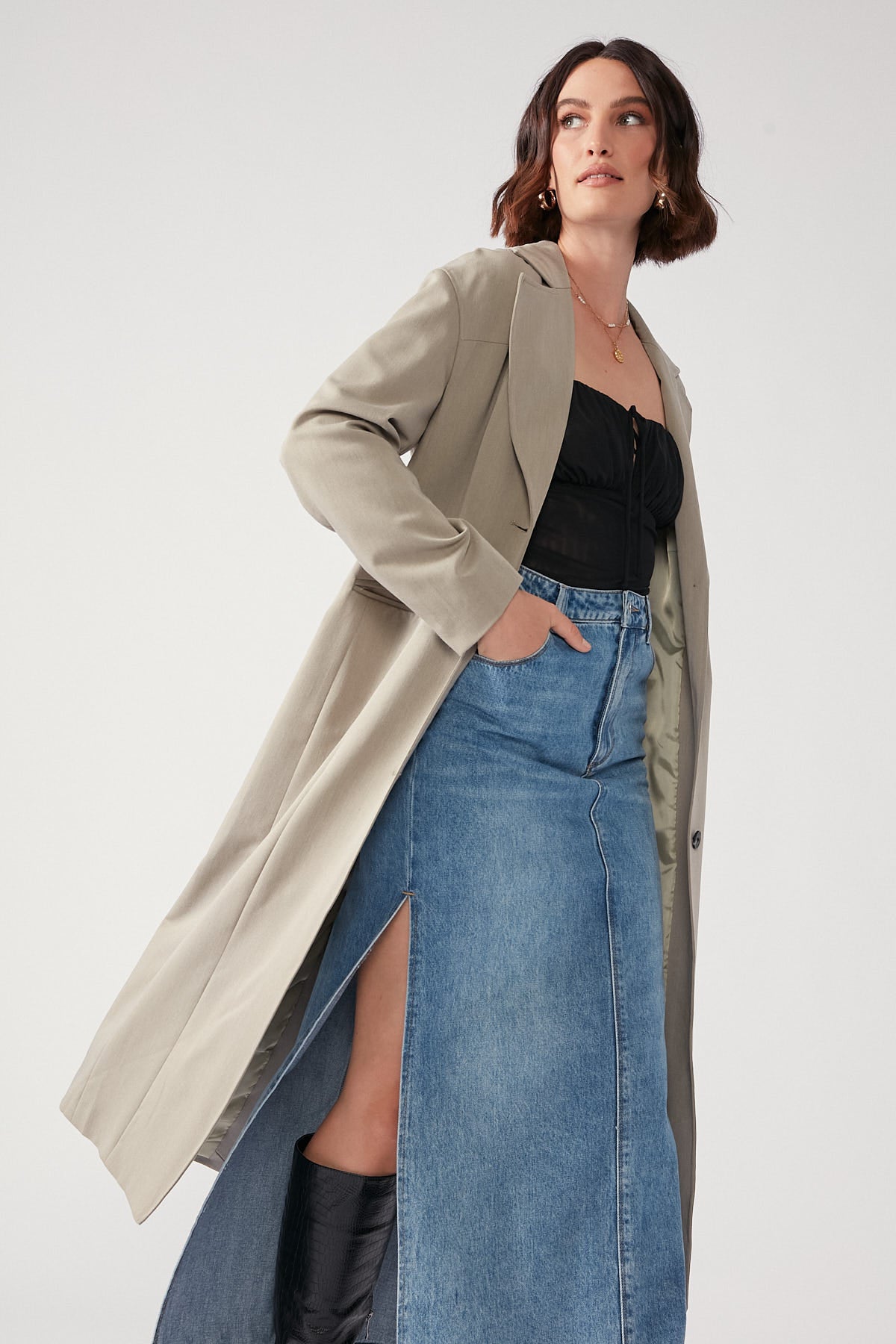 Perfect Stranger Priscilla Trench Coat Sage