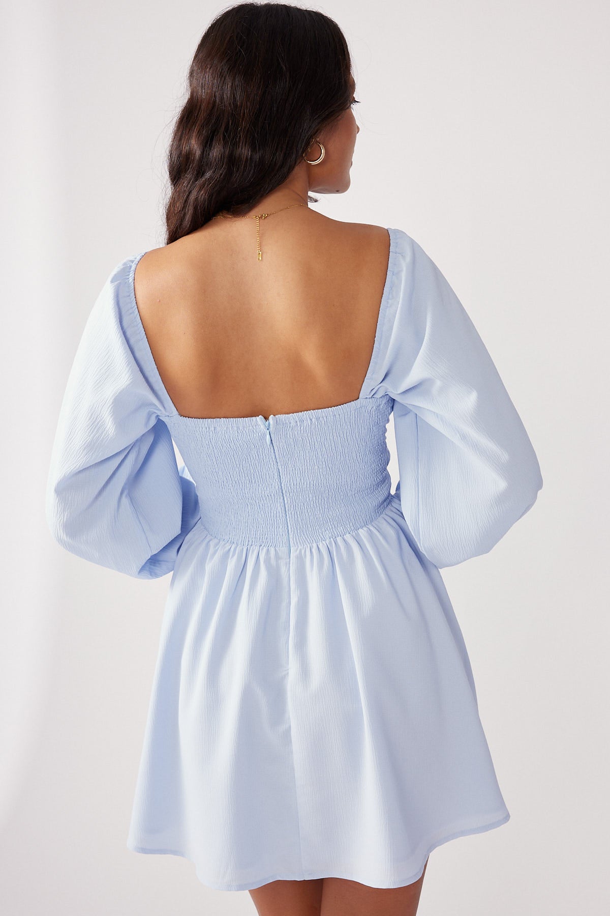 Perfect Stranger Cece Long Sleeve Mini Dress Light Blue