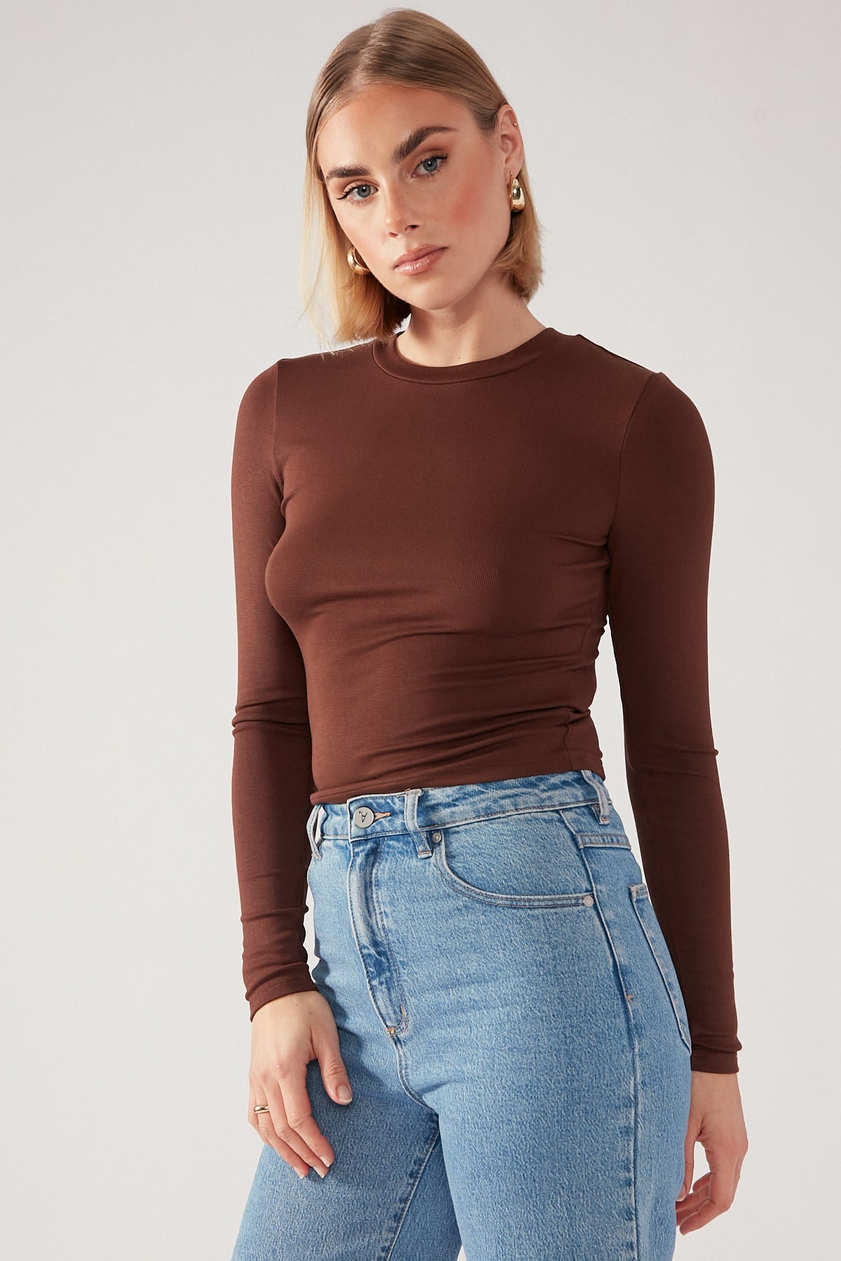 Perfect Stranger Long Sleeve Top Brown