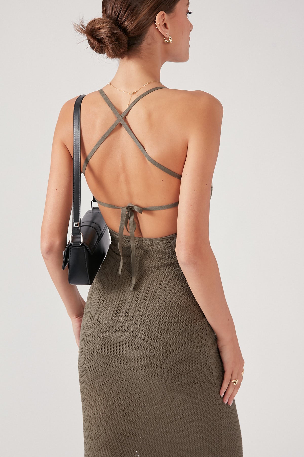 Perfect Stranger Cabana Dreams Knit Midi Dress Khaki