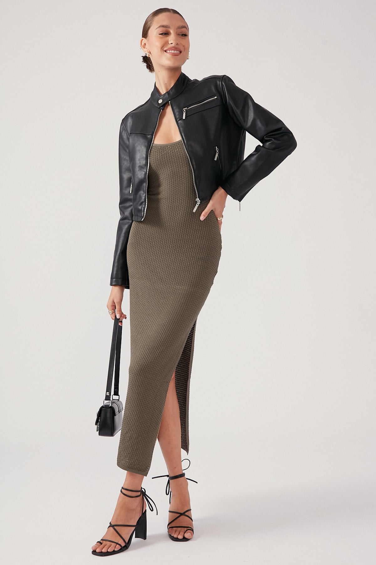 Perfect Stranger Cabana Dreams Knit Midi Dress Khaki