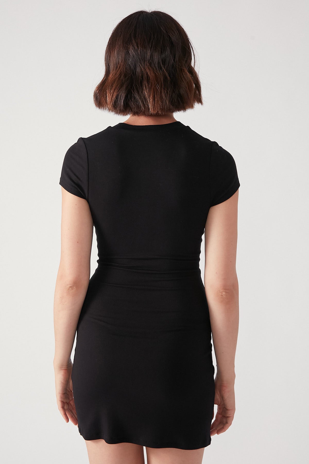 Perfect Stranger Cap Sleeve Mini Dress Black