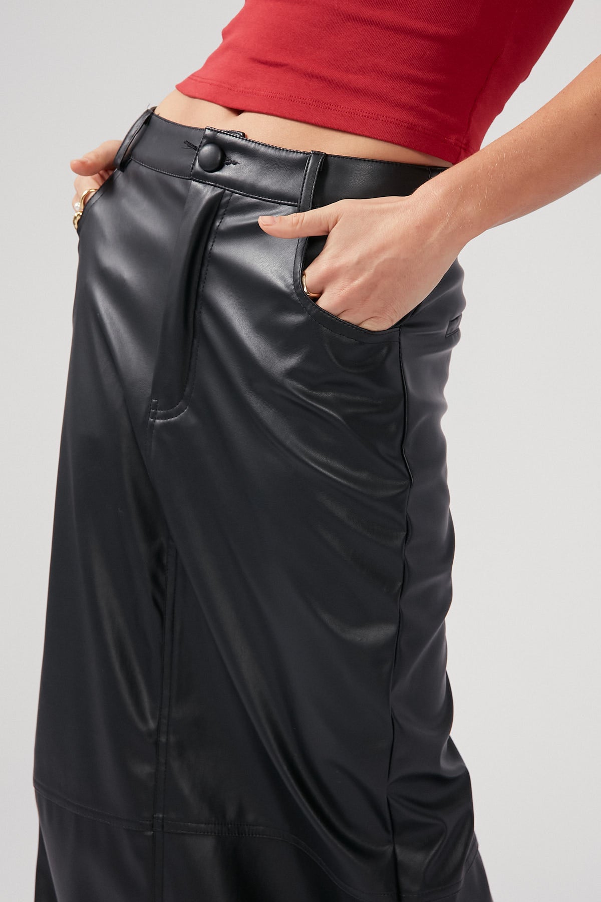 Perfect Stranger Josia PU Maxi Skirt Black