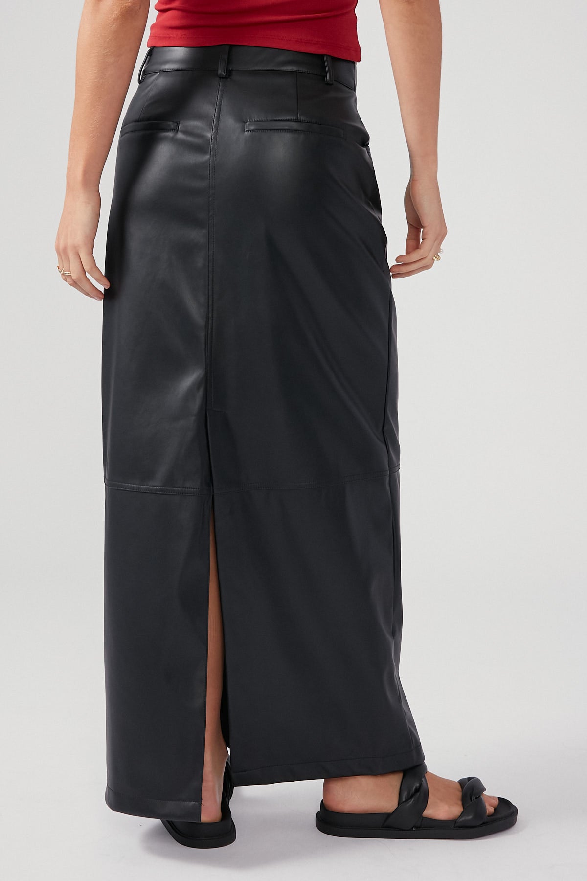 Perfect Stranger Josia PU Maxi Skirt Black