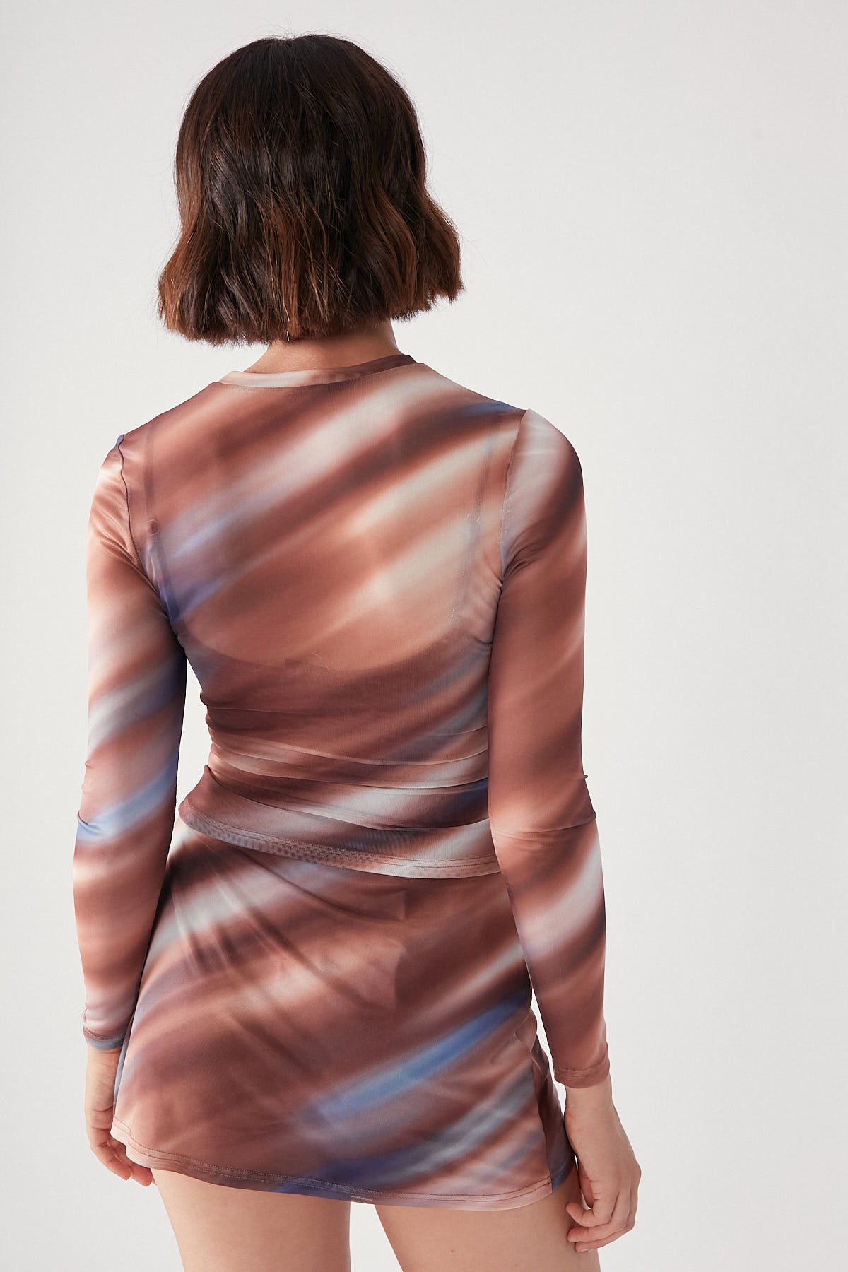 Perfect Stranger Autumnal Blur Mesh Top Multi Print