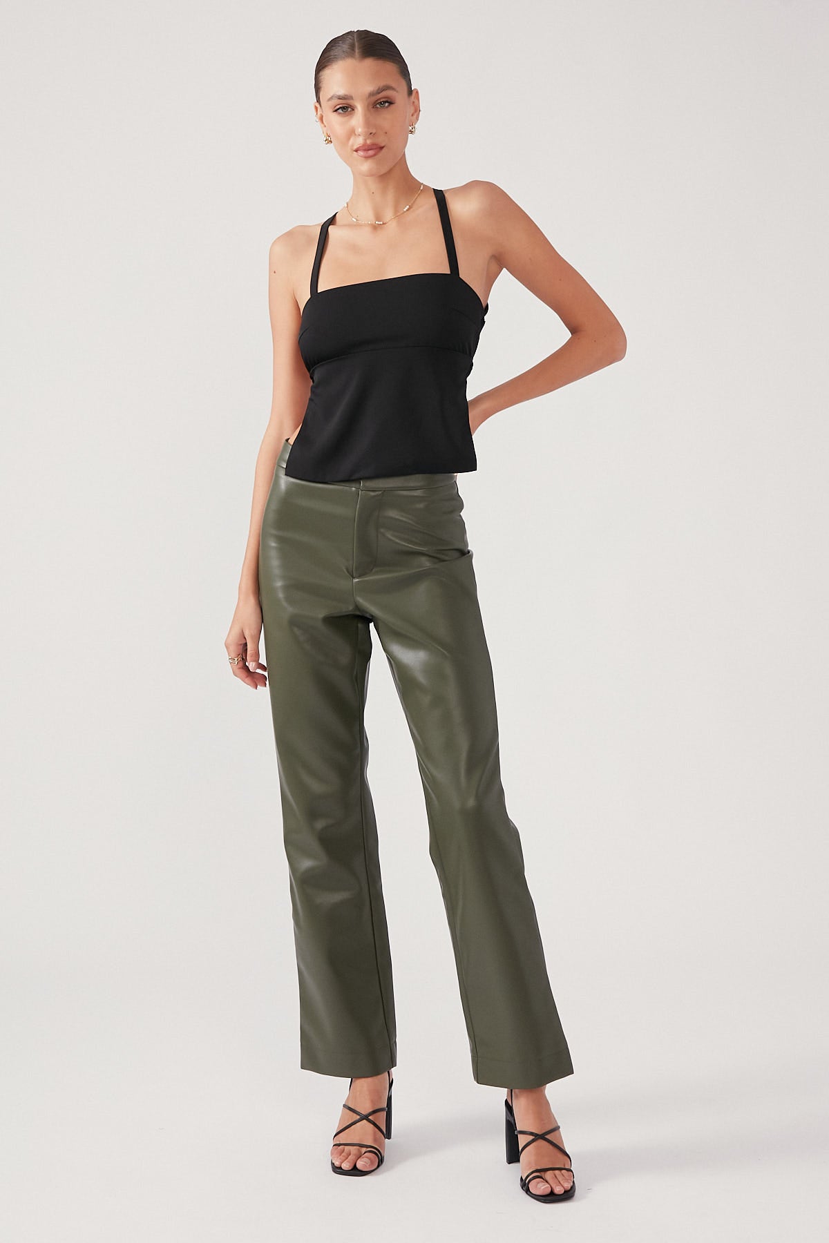 Perfect Stranger Noir PU Pant Green