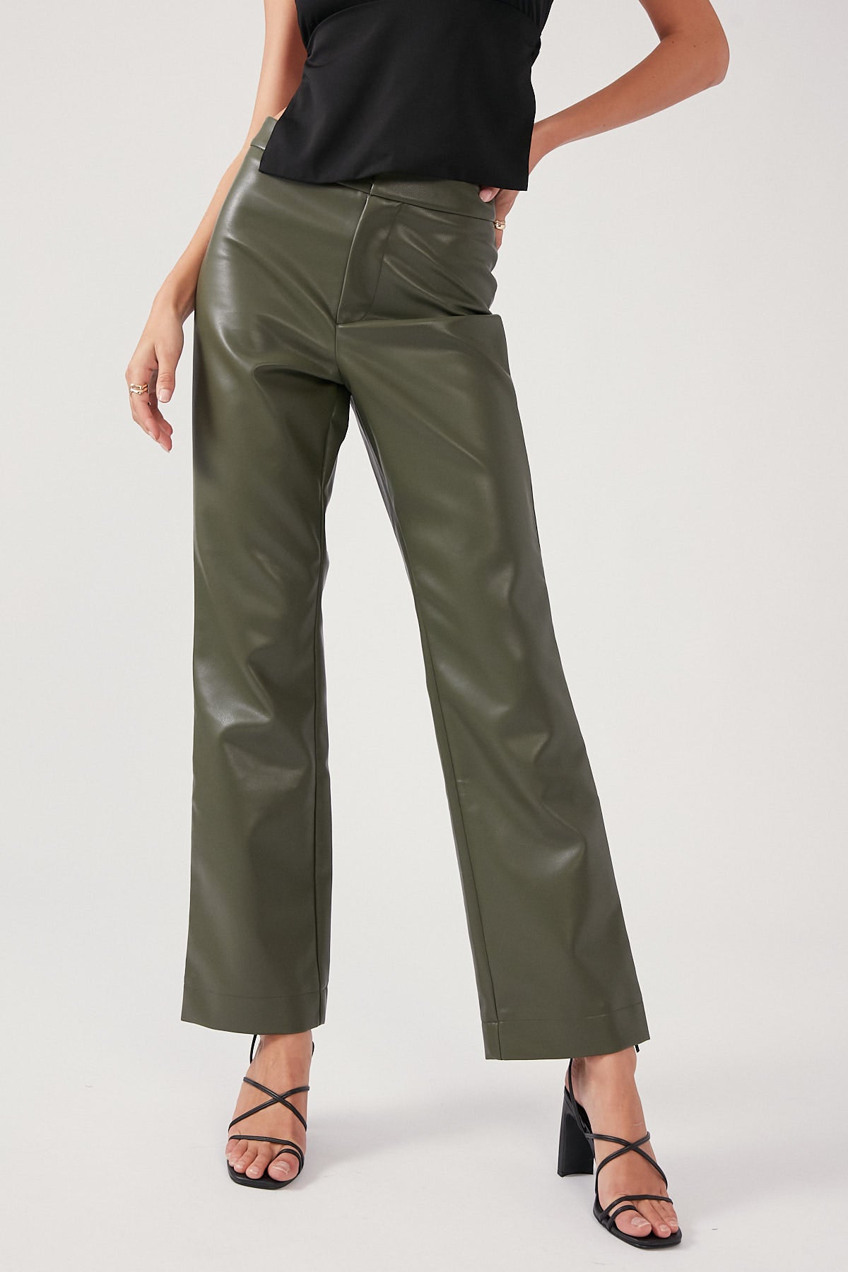 Perfect Stranger Noir PU Pant Green