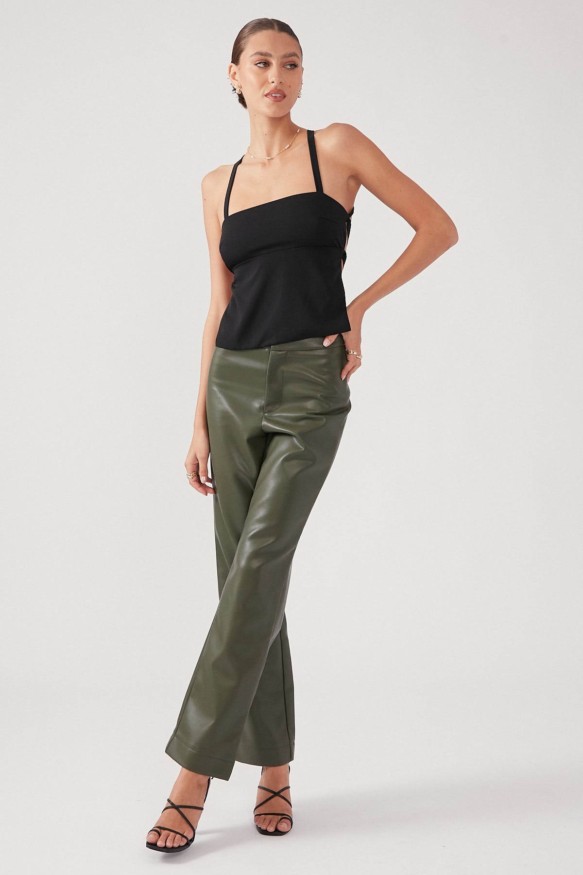 Perfect Stranger Noir PU Pant Green