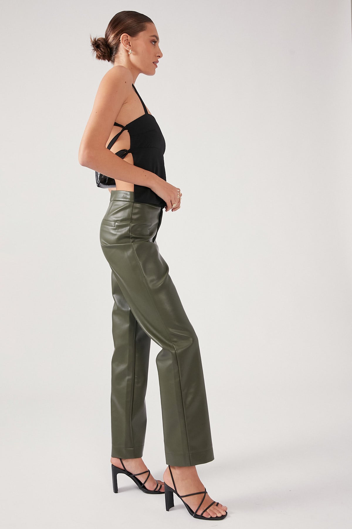 Perfect Stranger Noir PU Pant Green