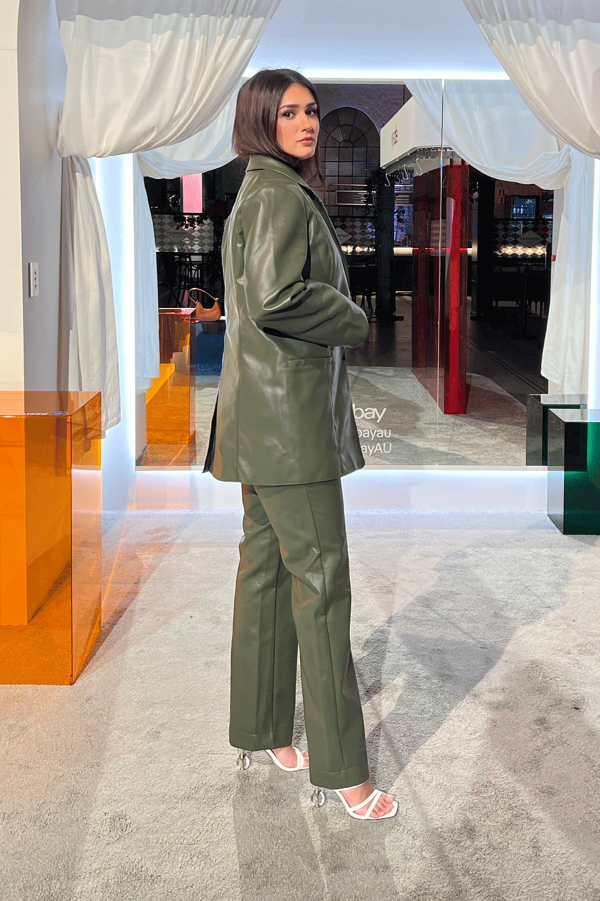 Perfect Stranger Noir PU Blazer Green