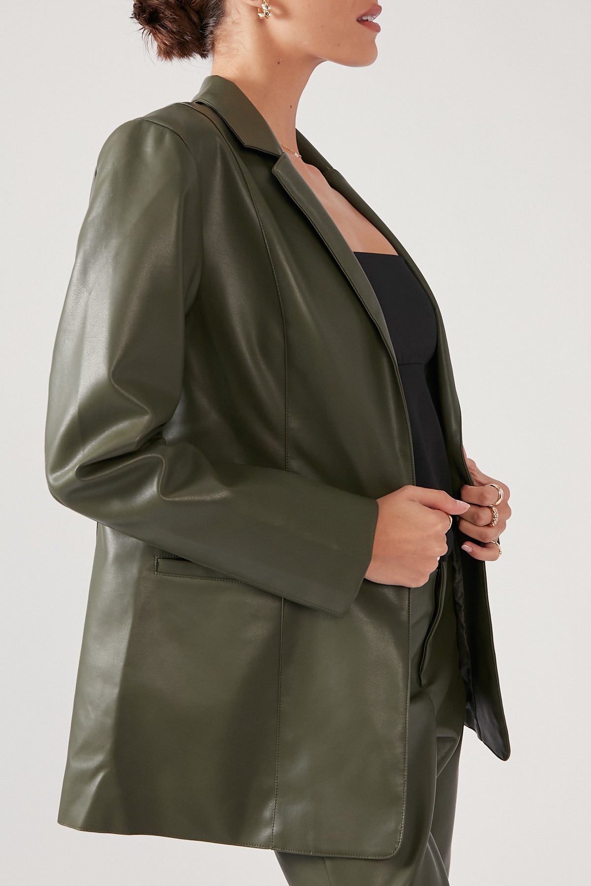 Perfect Stranger Noir PU Blazer Green