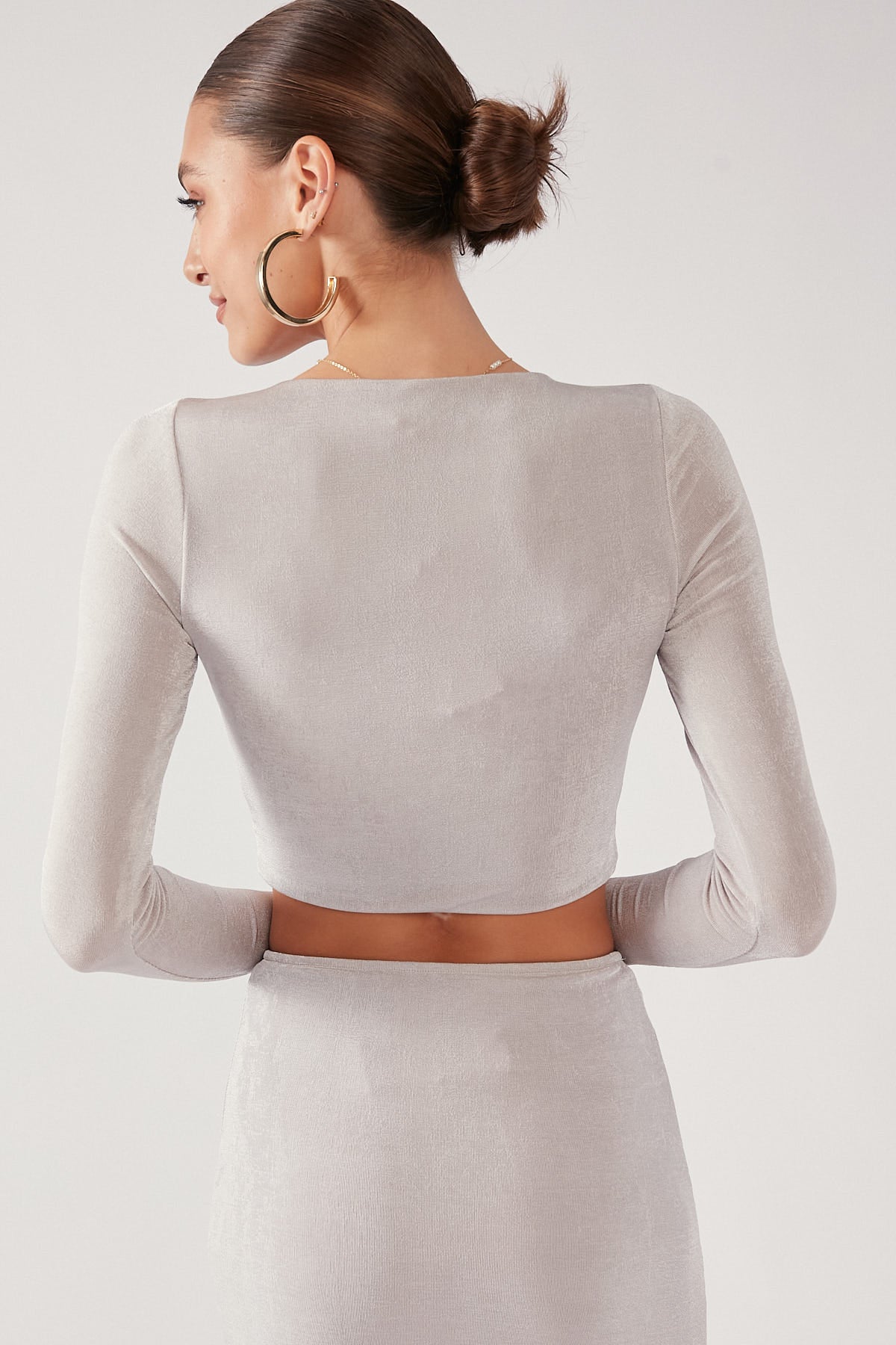Perfect Stranger Keyhole Tie Up Top Grey