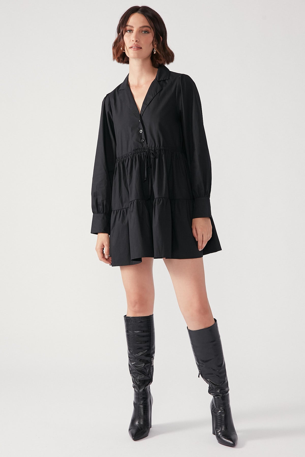 Perfect Stranger Love Letter Long Sleeve Mini Dress Black