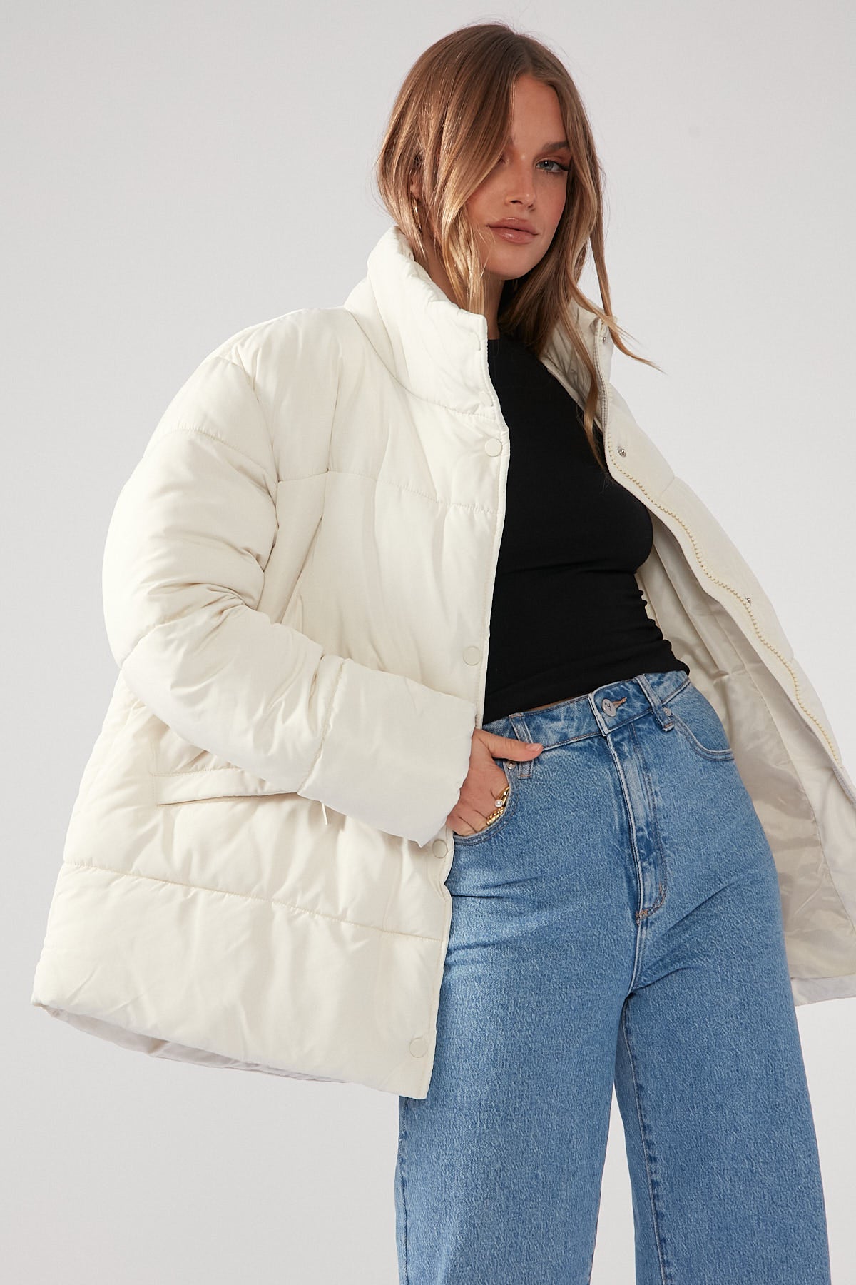 Perfect Stranger Chaser Recycled Puffer Jacket Cream