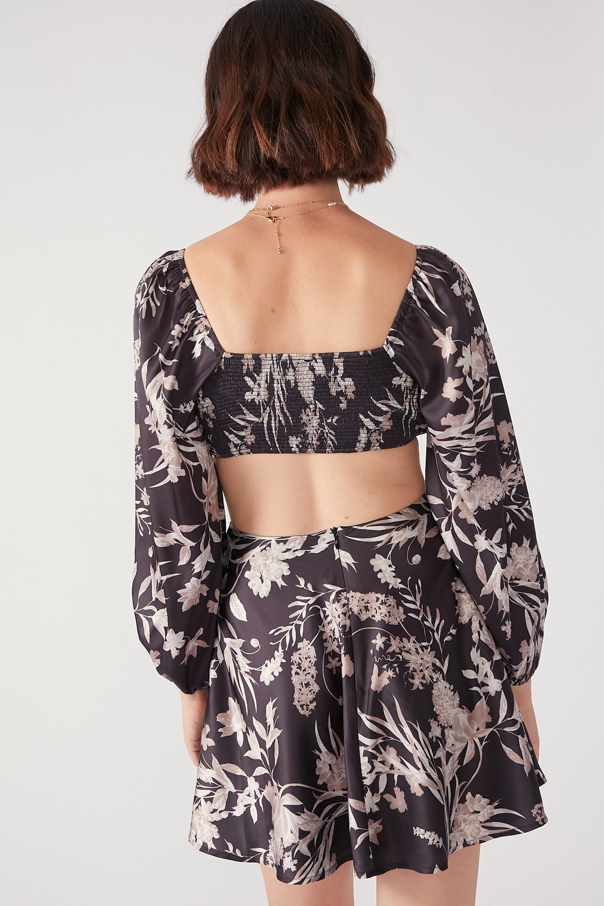 Perfect Stranger Bonita Vines Long Sleeve Mini Dress Black Print