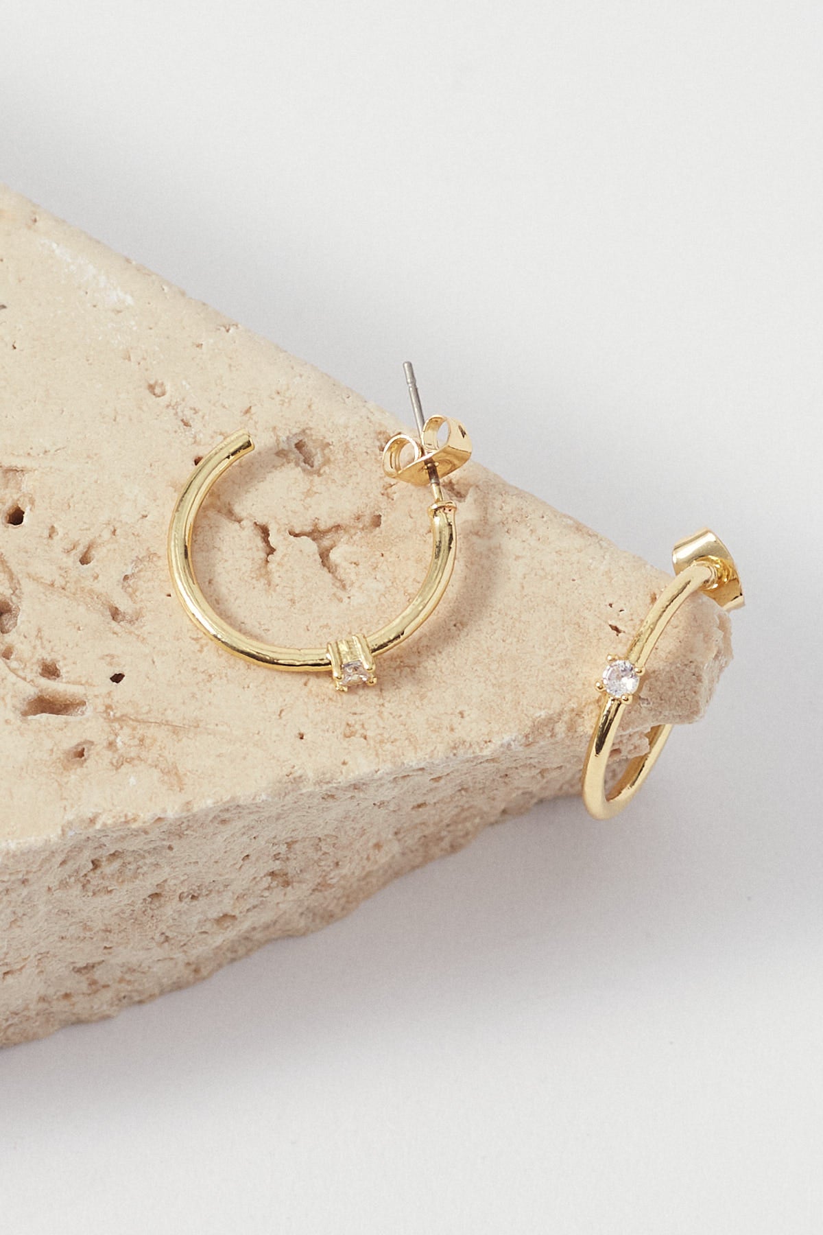 Perfect Stranger Diamonte Insert Hoop Earrings 18K Gold Plated