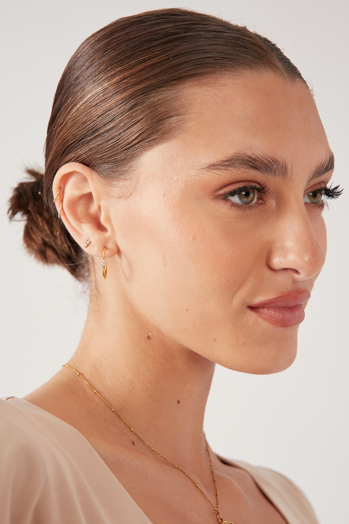 Perfect Stranger Diamonte Insert Hoop Earrings 18K Gold Plated