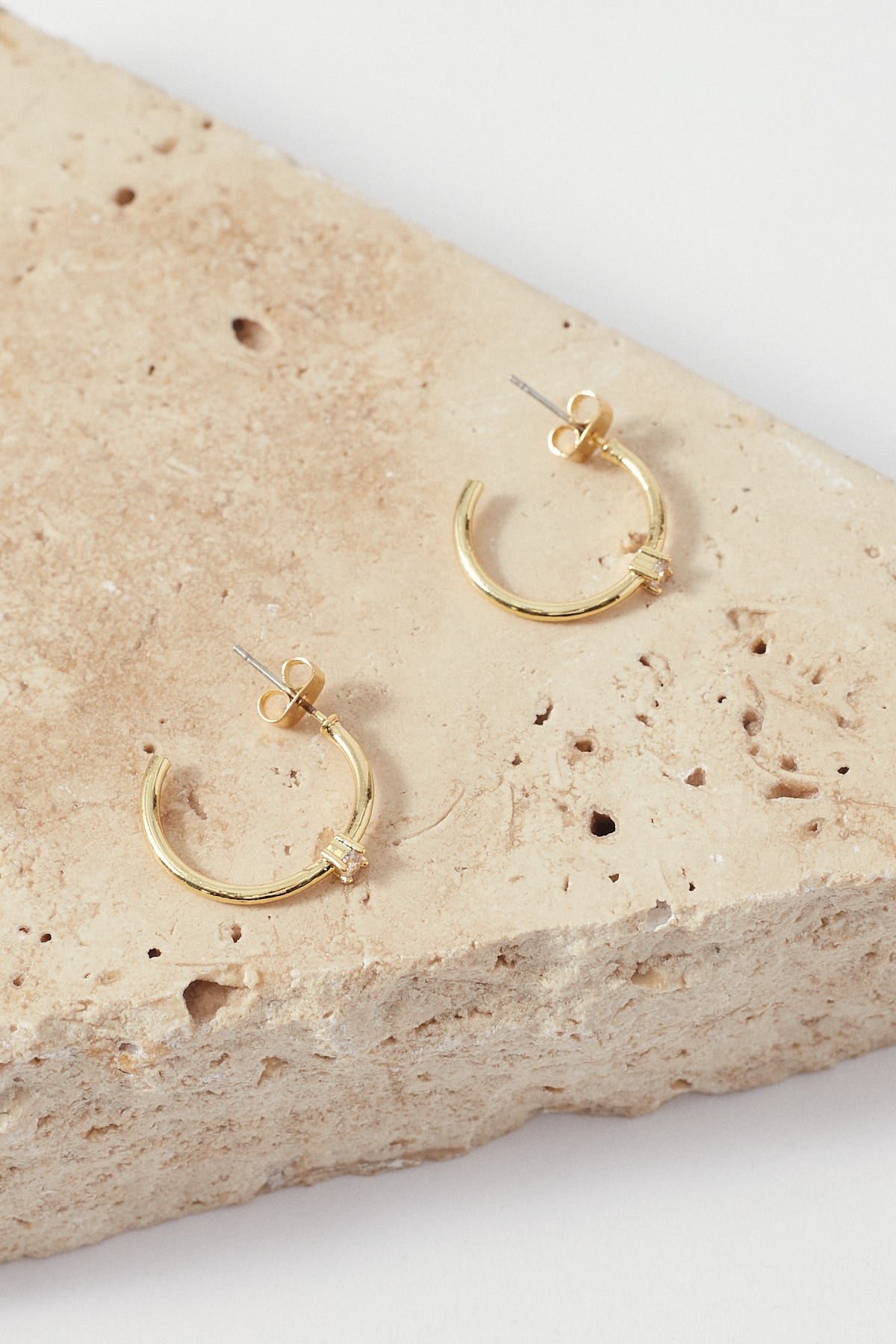 Perfect Stranger Diamonte Insert Hoop Earrings 18K Gold Plated