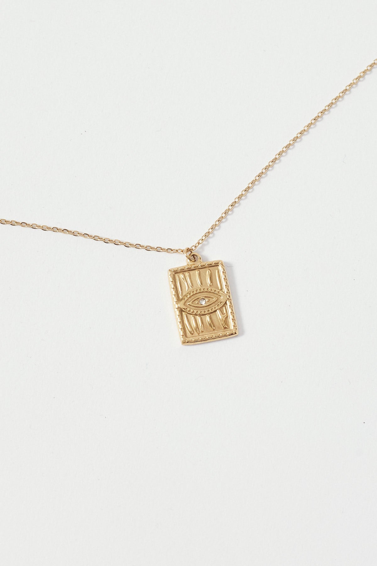 Perfect Stranger Evil Eye Pendant Necklace 18K Gold Plated