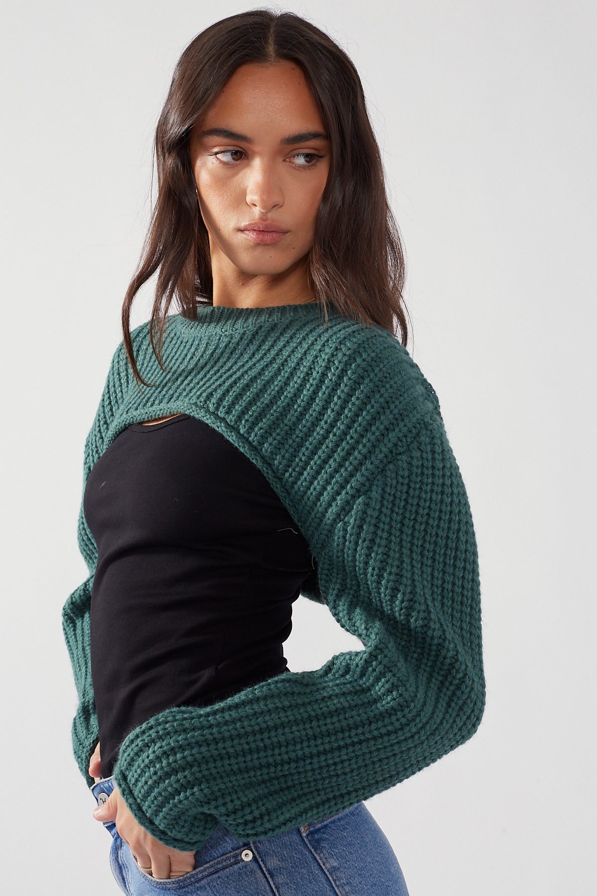 Perfect Stranger All Night Knit Bolero Green