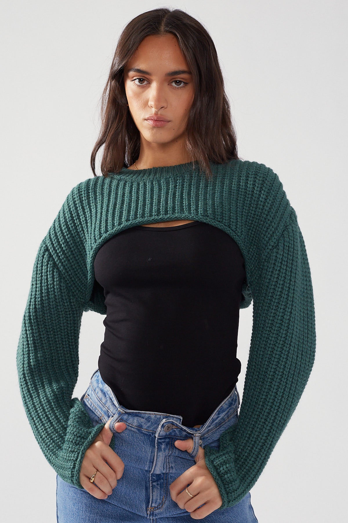 Perfect Stranger All Night Knit Bolero Green