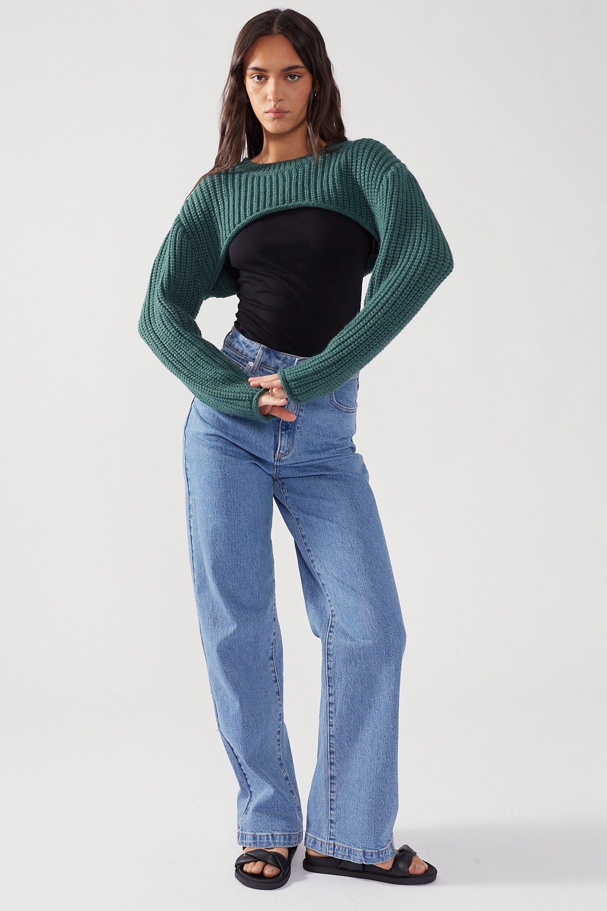 Perfect Stranger All Night Knit Bolero Green