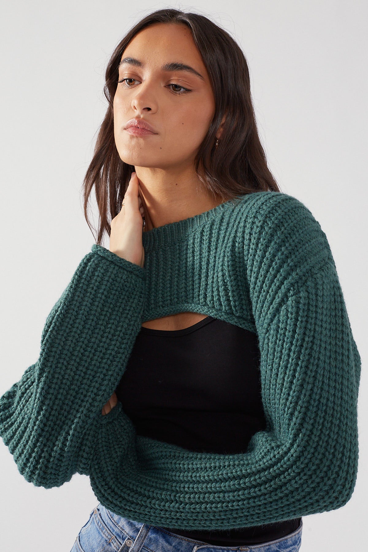 Perfect Stranger All Night Knit Bolero Green