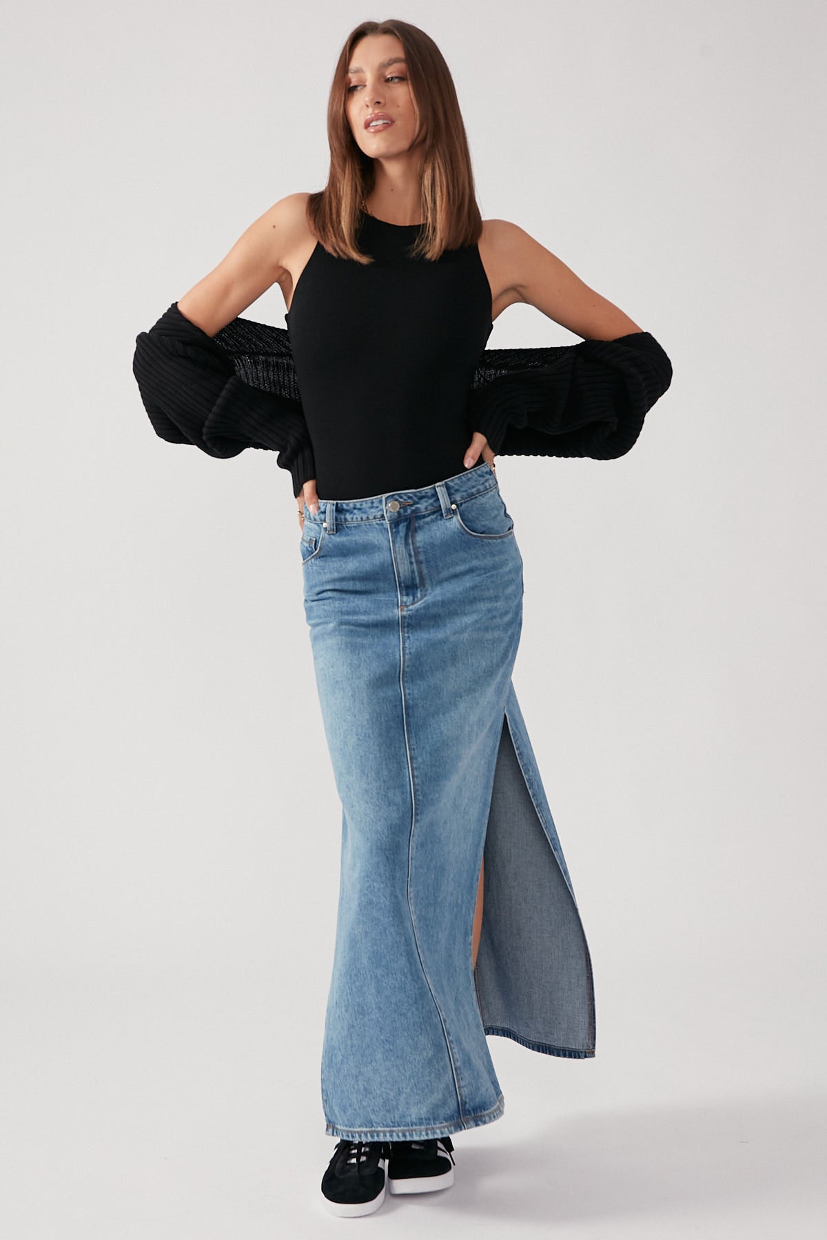 Perfect Stranger Sleeveless High Neck Bodysuit Black