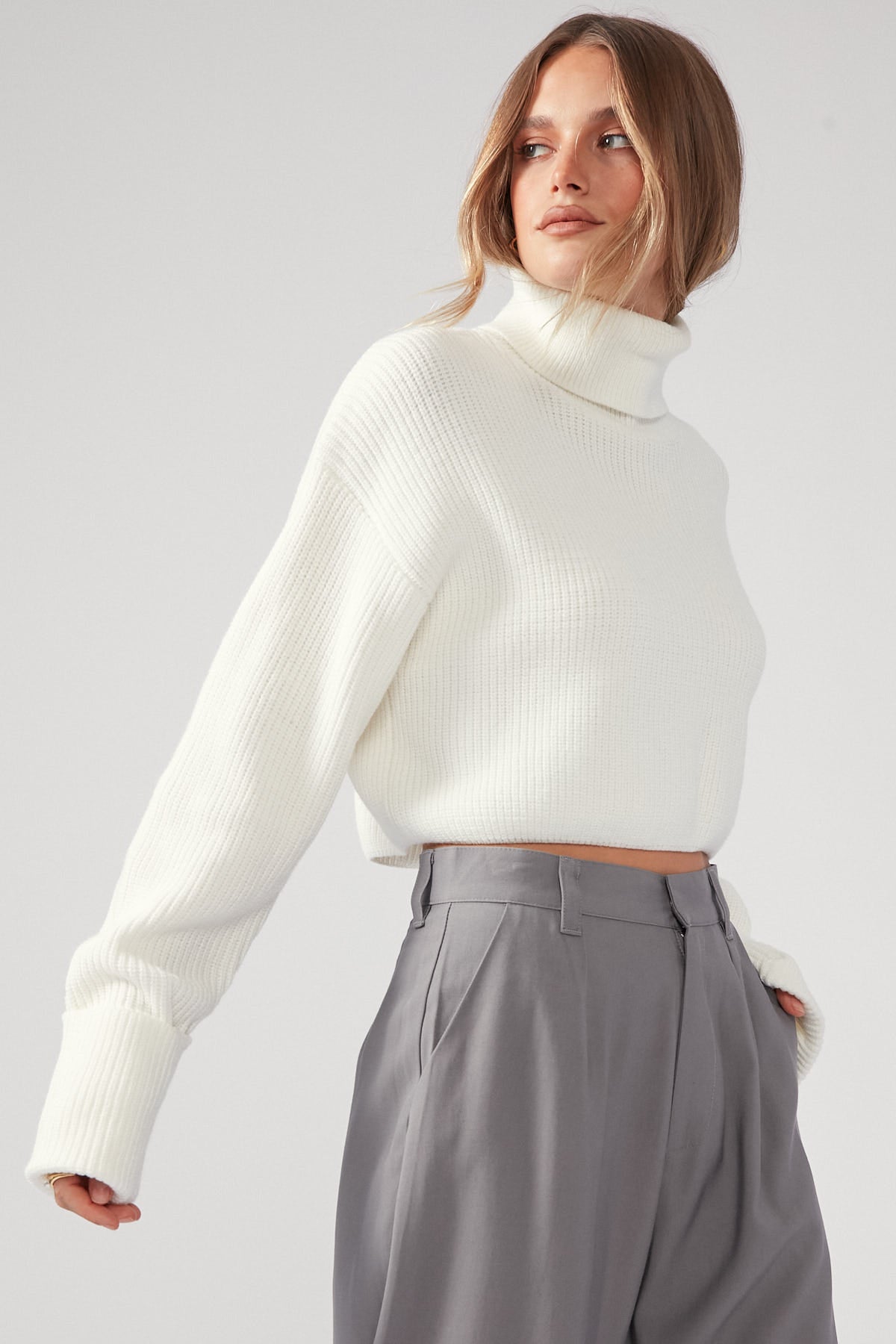 Perfect Stranger Floyd Roll Neck Jumper White