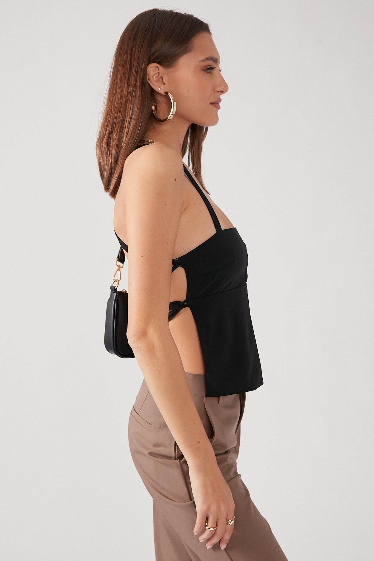 Perfect Stranger Lace Up Back Top Black
