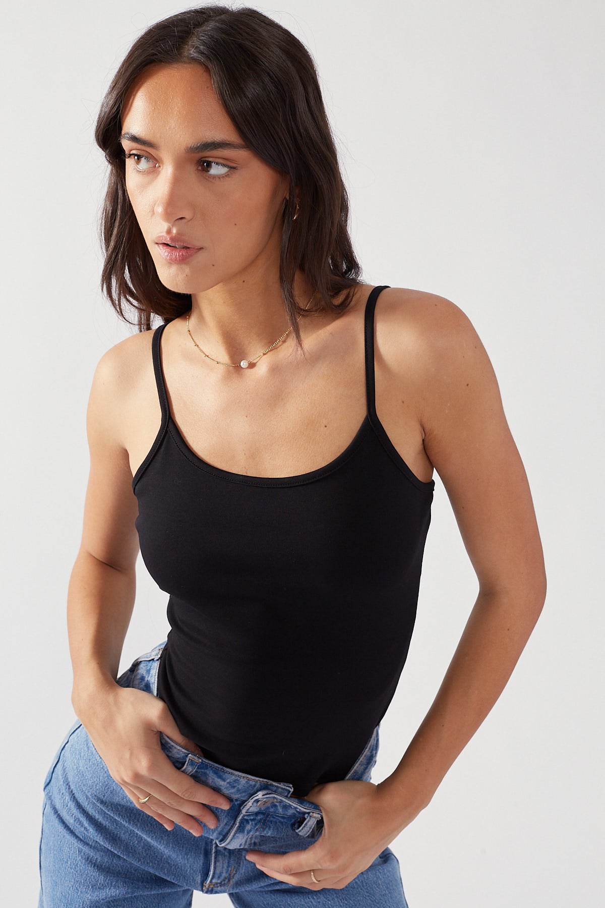 Perfect Stranger Slim Fit Longline Tank Black