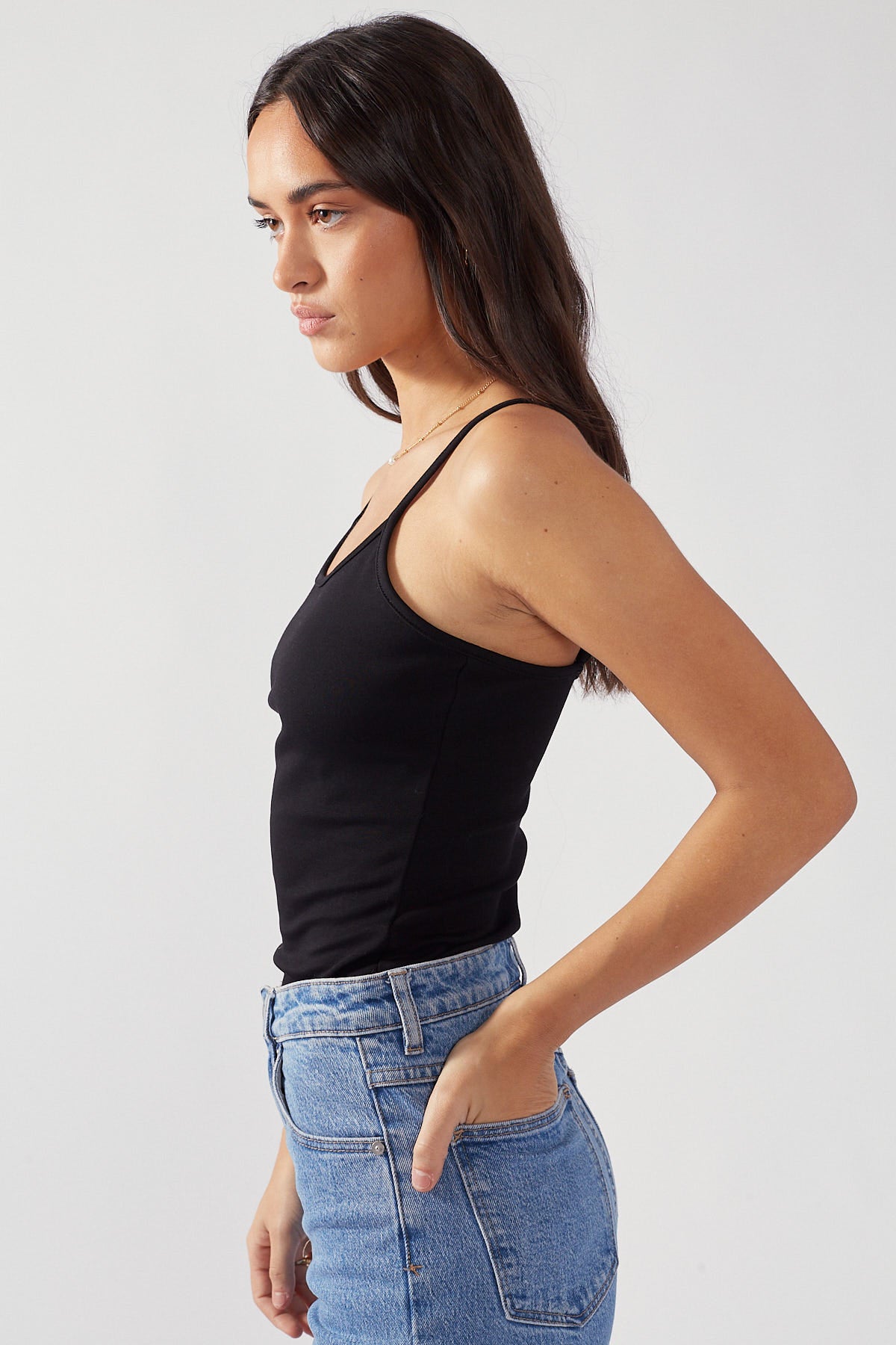 Perfect Stranger Slim Fit Longline Tank Black